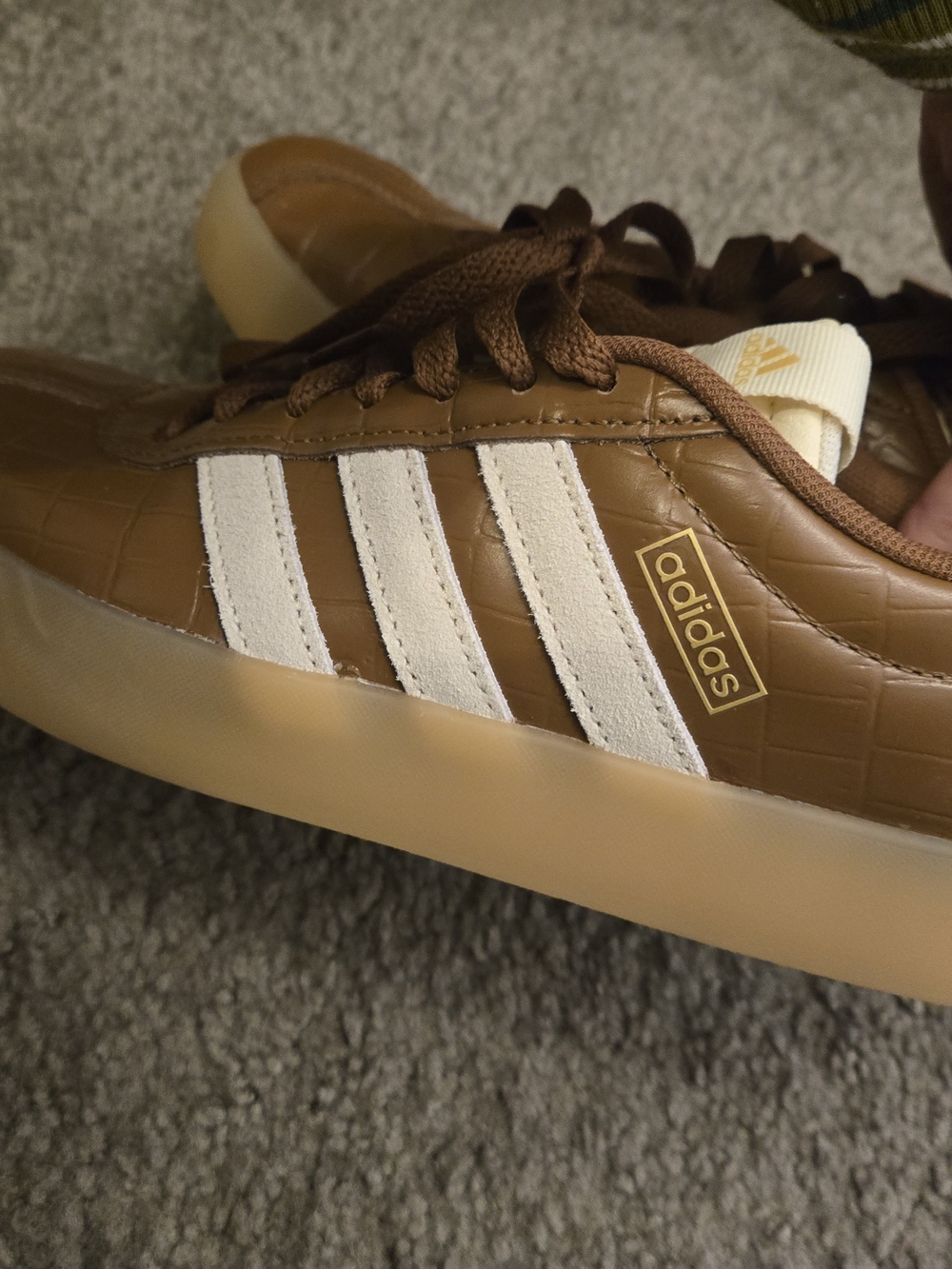 adidas Brown Leather Sneaker with White Stripes